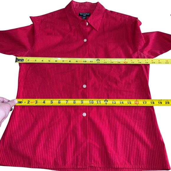 Vtg Polo Jeans Co Ralph Lauren Pinstripe Button Up Shirt Red Women's L Preppy - Picture 9 of 13